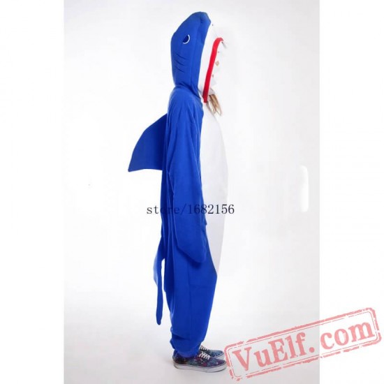 Adult Blue Shark Kigurumi Onesie Pajamas Costume Unisex