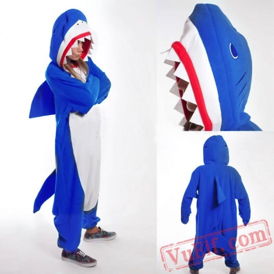 Adult Blue Shark Kigurumi Onesie Pajamas Costume Unisex