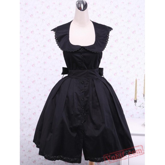 Black Cotton Gothic Lolita Dress