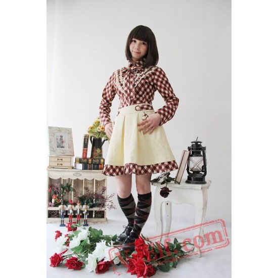 Infanta College Gingham Lace Lolita Dress