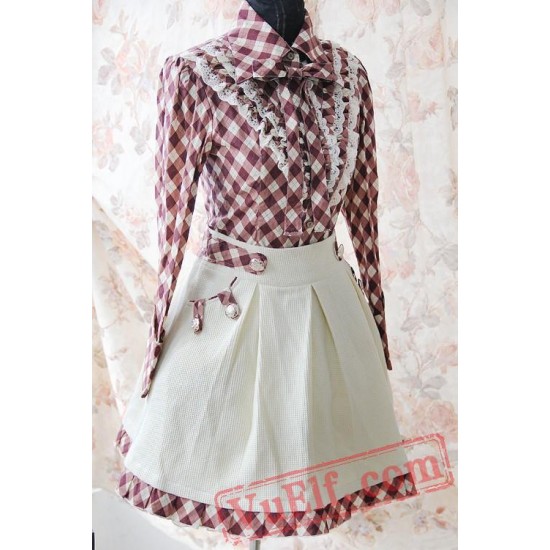 Infanta College Style Gingham Lolita Skirt