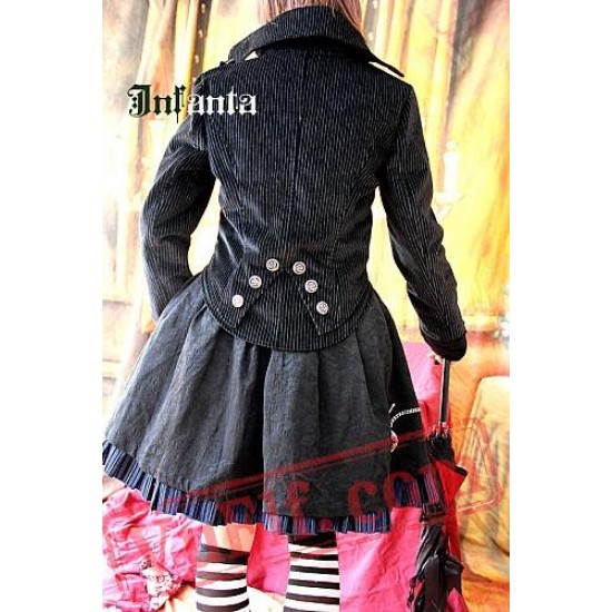 Infanta Napoleon Style Black Striped Lolita Dress