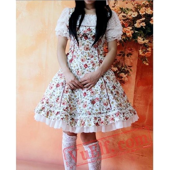 Infanta Pink Rose Flowers Lolita One Piece Dress