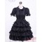 Black Turndown Collar Multi-layer Cotton Gothic Lolita Dress
