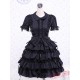 Black Turndown Collar Multi-layer Cotton Gothic Lolita Dress