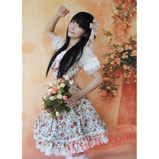 Infanta Pink Rose Flowers Lolita One Piece Dress