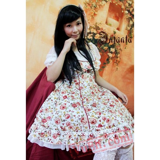 Infanta Pink Rose Flowers Lolita One Piece Dress