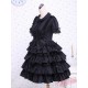 Black Turndown Collar Multi-layer Cotton Gothic Lolita Dress