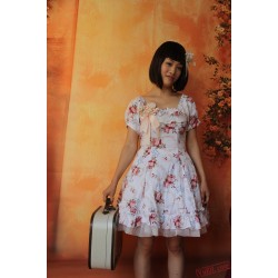 Printed Flower Cotton Lolita Dress Short Sleeves