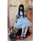 Royal Blue Rose Flowers Ruffles Lolita One Piece Dress