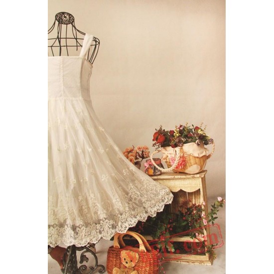 Long White Soft Embroidery Lolita Dress