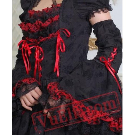 Black and Red Gothic Burlesque Prom Party Dress