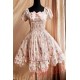 Pink Circle Flowers Lolita Short Sleeves Dress