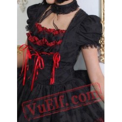 Black and Red Gothic Burlesque Prom Party Dress