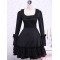 Black Long Sleeves Cross Straps Cotton Classic Lolita Dress