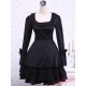 Black Long Sleeves Cross Straps Cotton Classic Lolita Dress