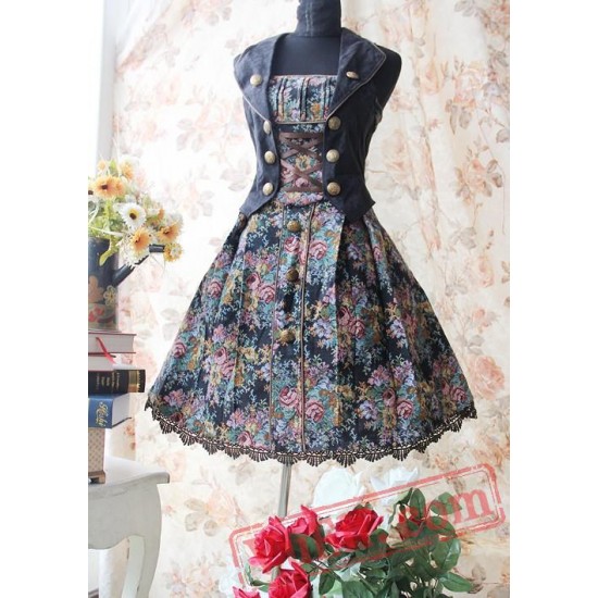 Vintage Lolita Sleeveless Flower Lolita Dress