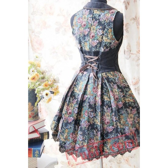 Vintage Lolita Sleeveless Flower Lolita Dress