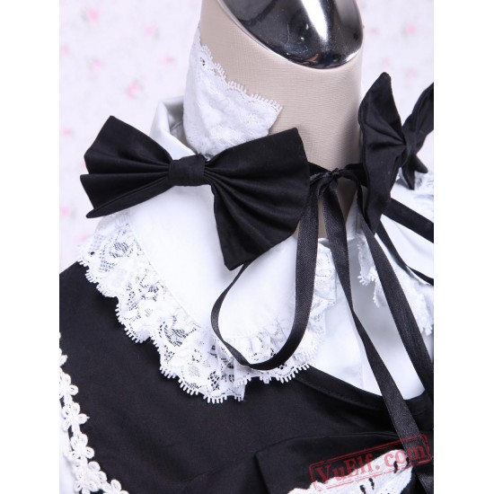 Black Cotton Long Sleeves Ruffled Gothic Lolita Dress