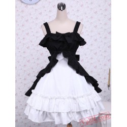 Cotton Black And White Classic Lolita Dress