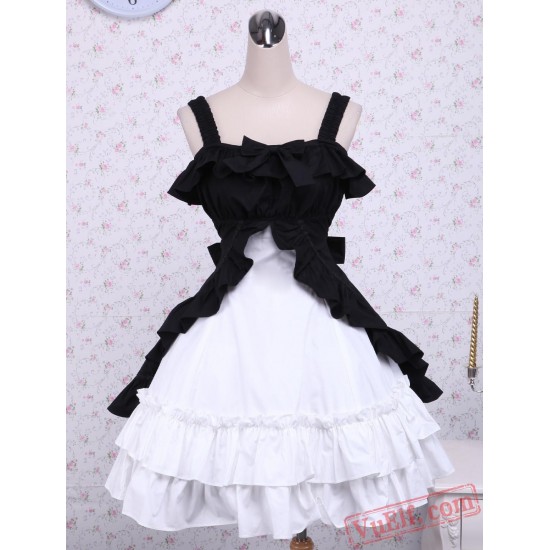 Cotton Black And White Classic Lolita Dress