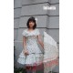 White Cotton Lolita Dress with Blue Flowers Prints