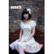 White Cotton Lolita Dress with Blue Flowers Prints