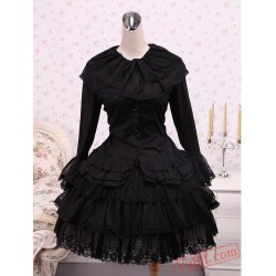 Cotton Black Cosplay Lolita Dress