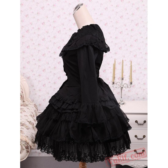 Cotton Black Cosplay Lolita Dress