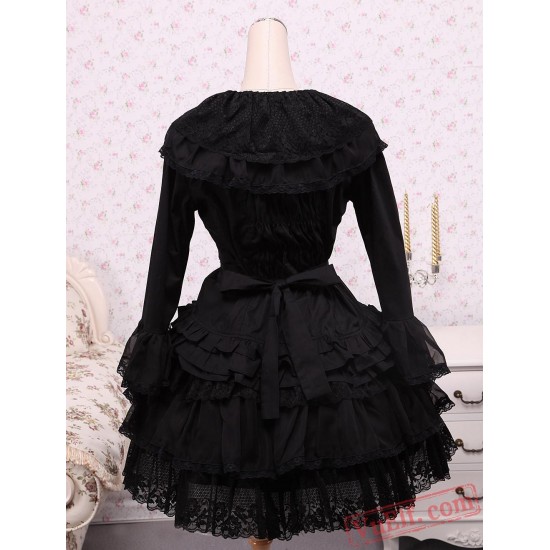 Cotton Black Cosplay Lolita Dress