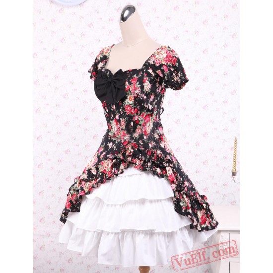 Cotton Patch Short Sleeves Cotton Classic Lolita Dress