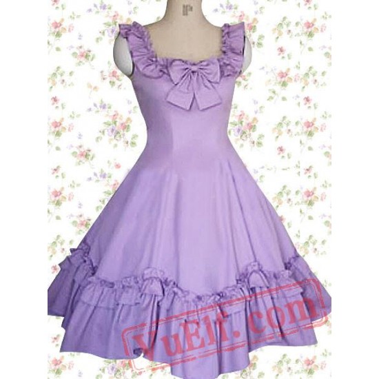 Cotton Puple Ruffles Sleeveless Classic Lolita Dress