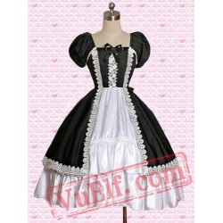 Classic Cotton Black And White Short Sleeves Gothic Lolita Dress