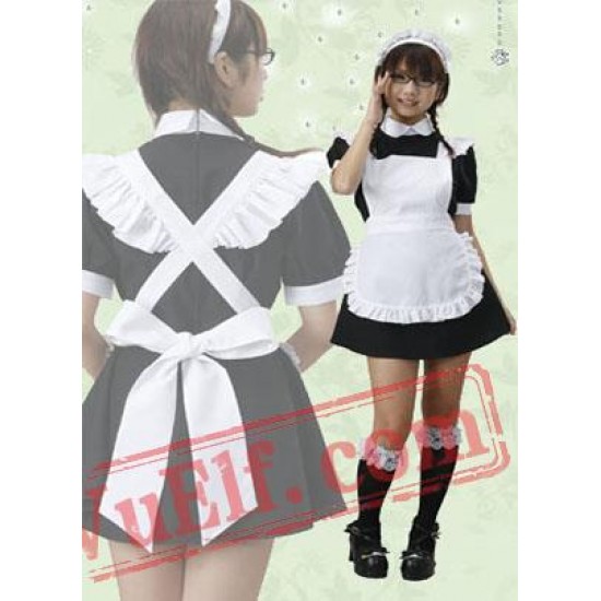 White And Black Cosplay Cotton Lolita Dress