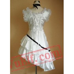 White Asymmetical Cotton Classic Lolita Dress