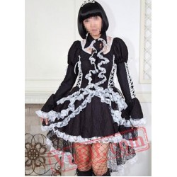 Black and White Gothic Goth Tea Length Short Wedding Dress