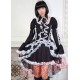 Black and White Gothic Goth Tea Length Short Wedding Dress