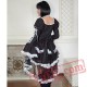 Black and White Gothic Goth Tea Length Short Wedding Dress