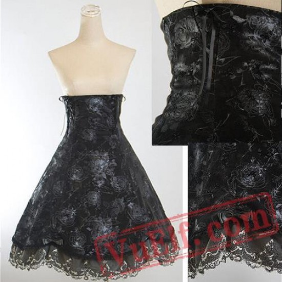 Black Gothic Lolita Long Wedding Dress