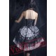 Black and White Gothic Lolita Strapless Corset Wedding Dress