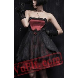 Black Gothic Lolita Strapless Cocktail Party Wedding Dress