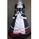 Black and White Long Sleeve Goth Cosplay Wedding Dress