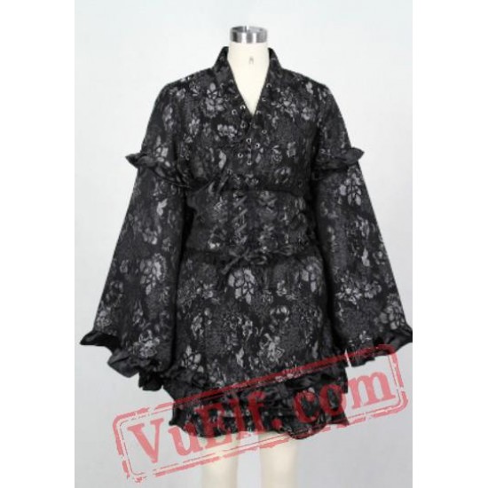 Black Floral Gothic Cosplay Dress