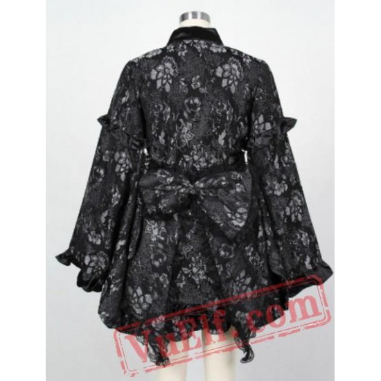 Black Floral Gothic Cosplay Dress