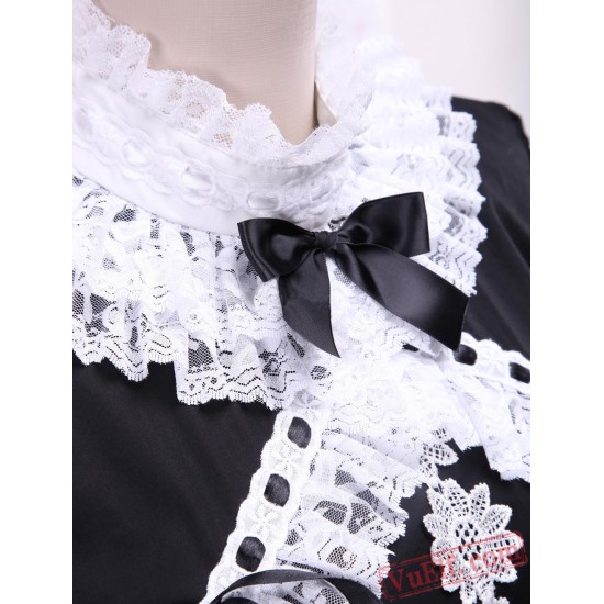 Cotton Black And White Lace Gothic Lolita Dress