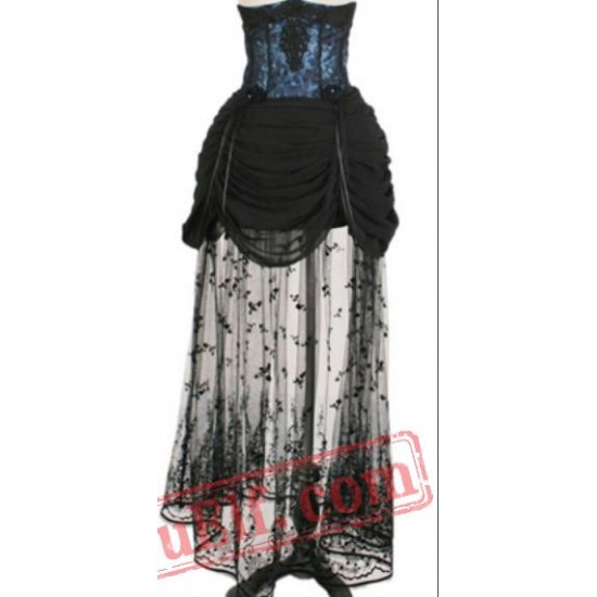 Black Gothic Vampire Long Corset Wedding Dress