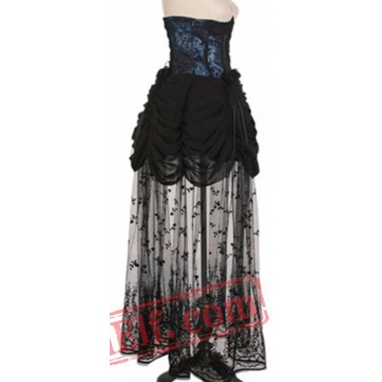 Black Gothic Vampire Long Corset Wedding Dress