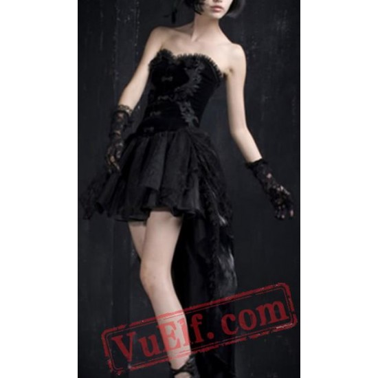 Black Gothic Victorian Strapless Corset Wedding Dress