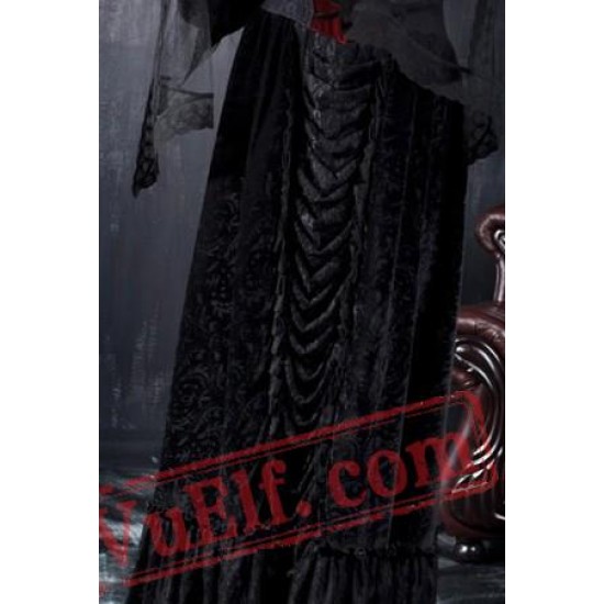 Black Goth Gothic Vampire Corset Maxi Long Kimono Wedding Dress