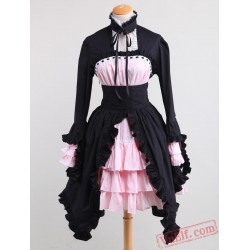 Black And Pink Cotton Gothic Lolita Dress